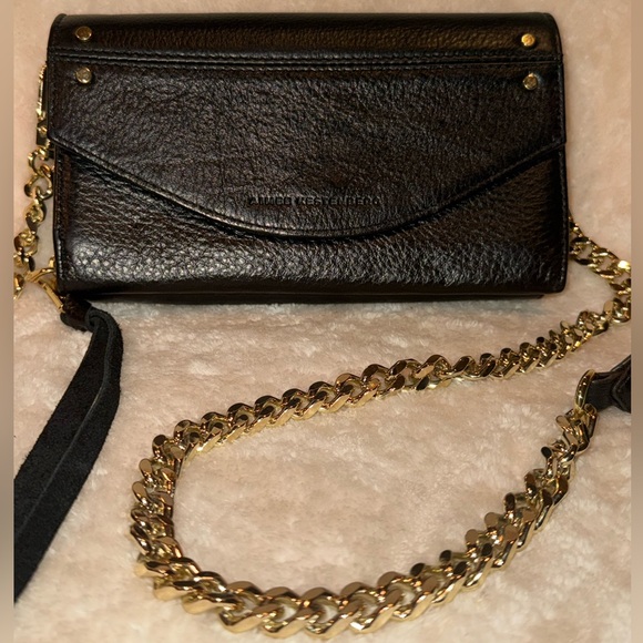🖤 Aimee Kestenberg Delancey Leather Gold Chain Wallet Crossbody Bag in Black EUC - Picture 15 of 16